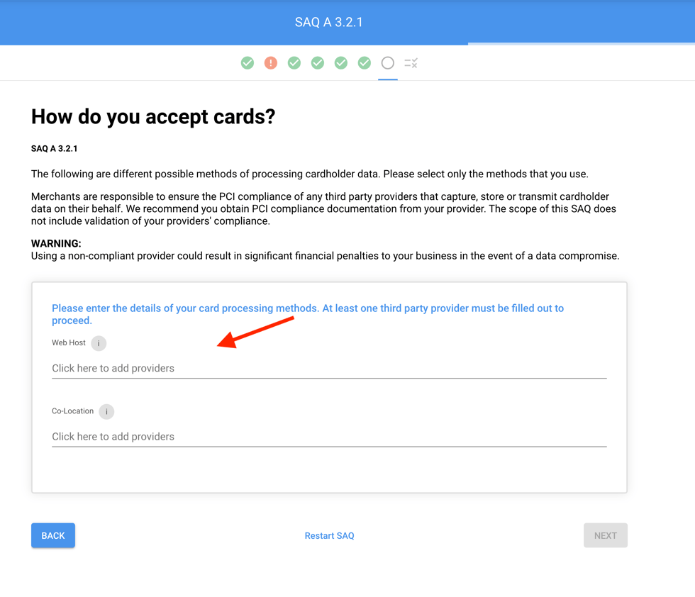 Security metrics pci questionnaire